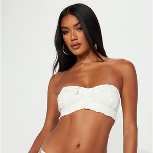 Antonella Denim Crop Top - White